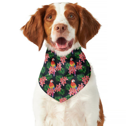 Tropical Parrot Pattern Print Dog Bandana