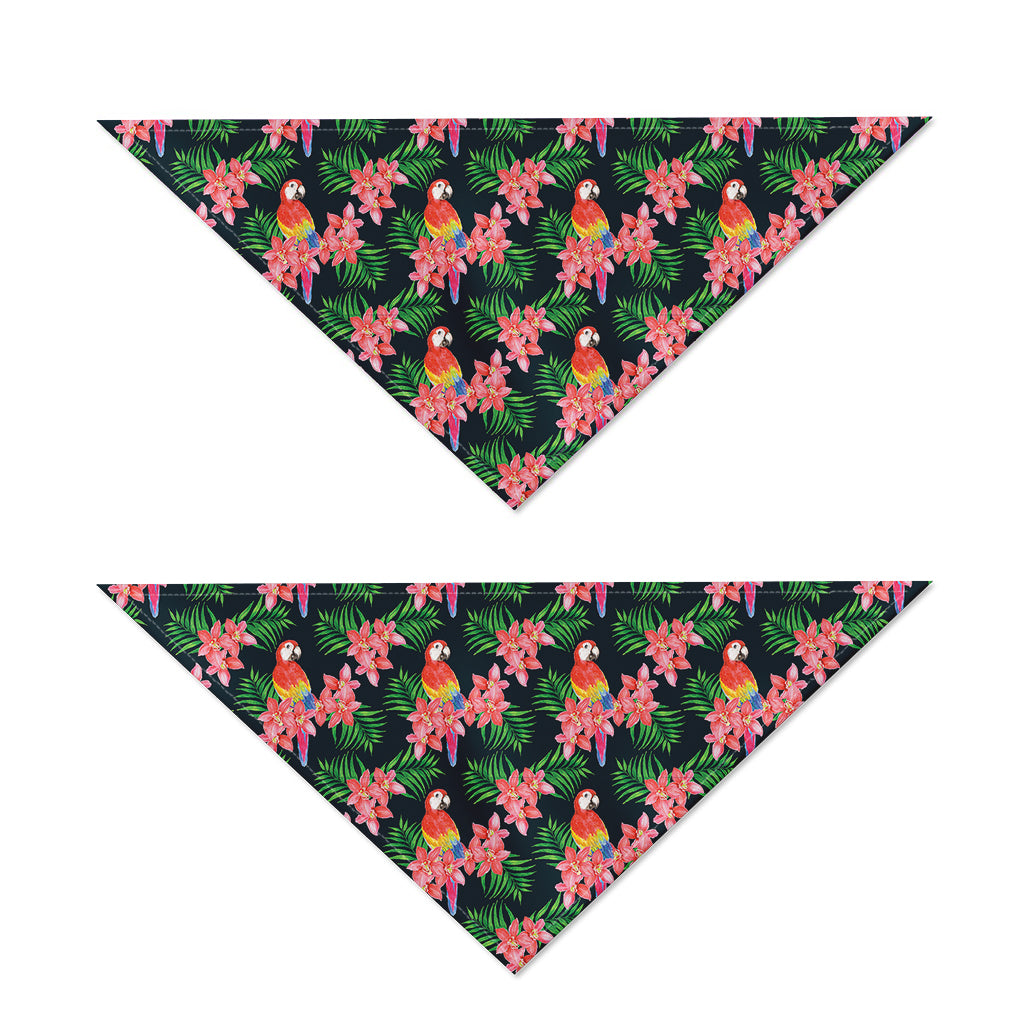 Tropical Parrot Pattern Print Dog Bandana
