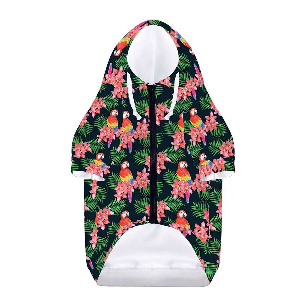 Tropical Parrot Pattern Print Dog Zip Up Hoodie