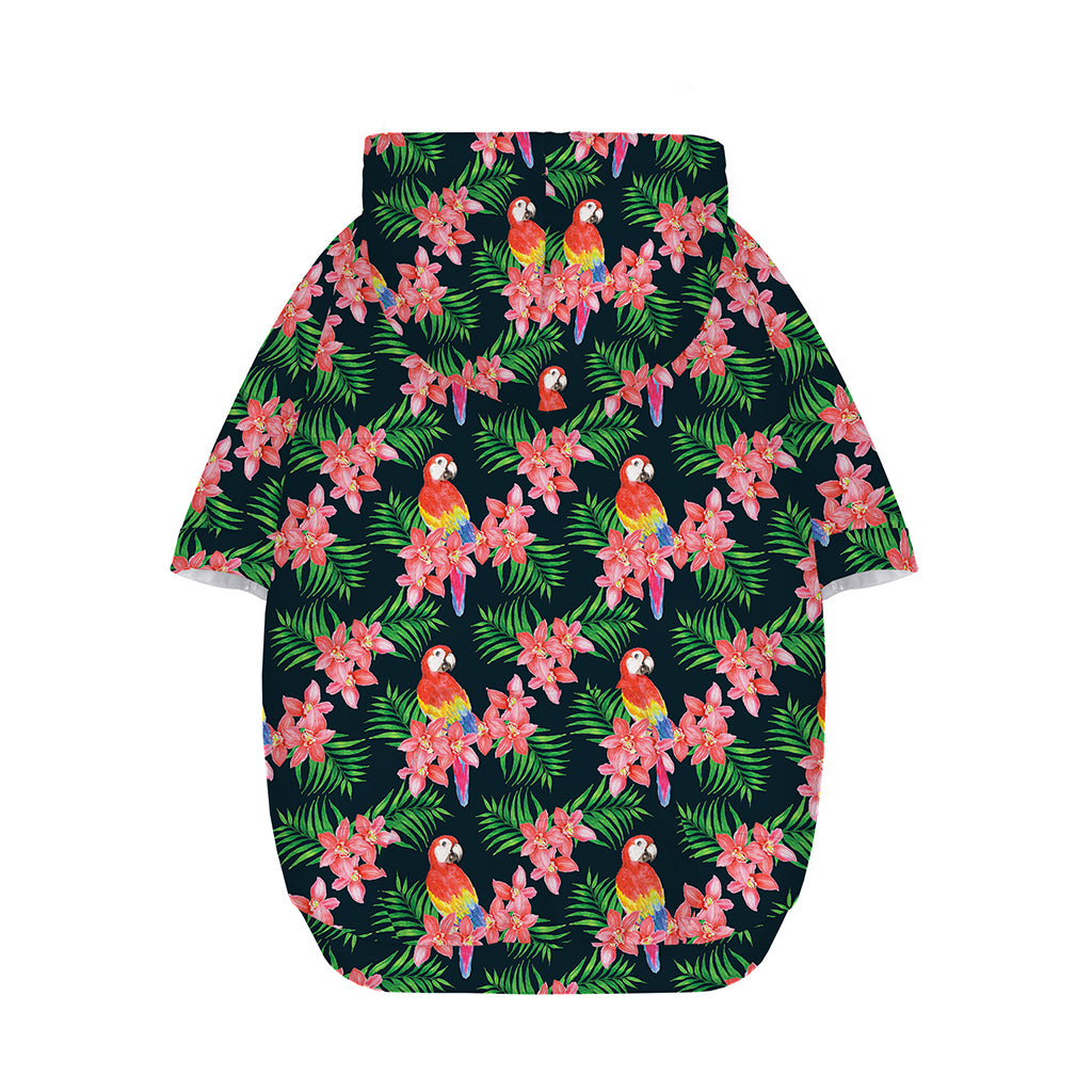 Tropical Parrot Pattern Print Dog Zip Up Hoodie