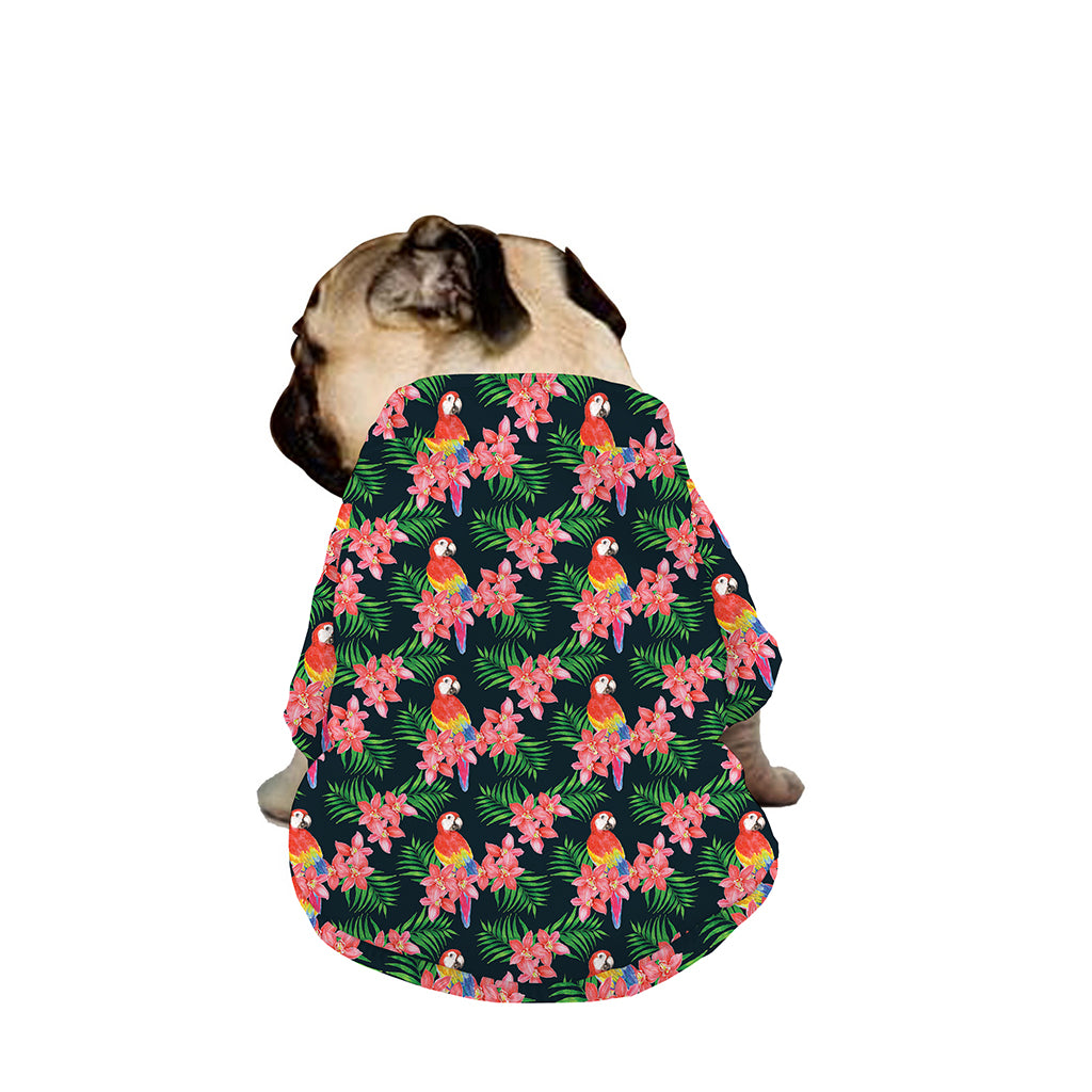 Tropical Parrot Pattern Print Dog Zip Up Jacket