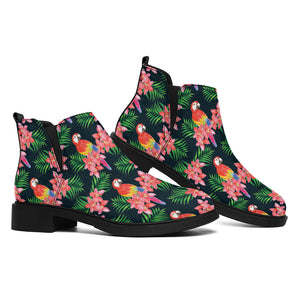 Tropical Parrot Pattern Print Flat Ankle Boots