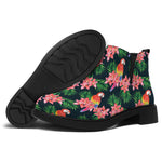 Tropical Parrot Pattern Print Flat Ankle Boots