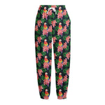 Tropical Parrot Pattern Print Fleece Lined Knit Pants