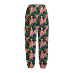 Tropical Parrot Pattern Print Fleece Lined Knit Pants