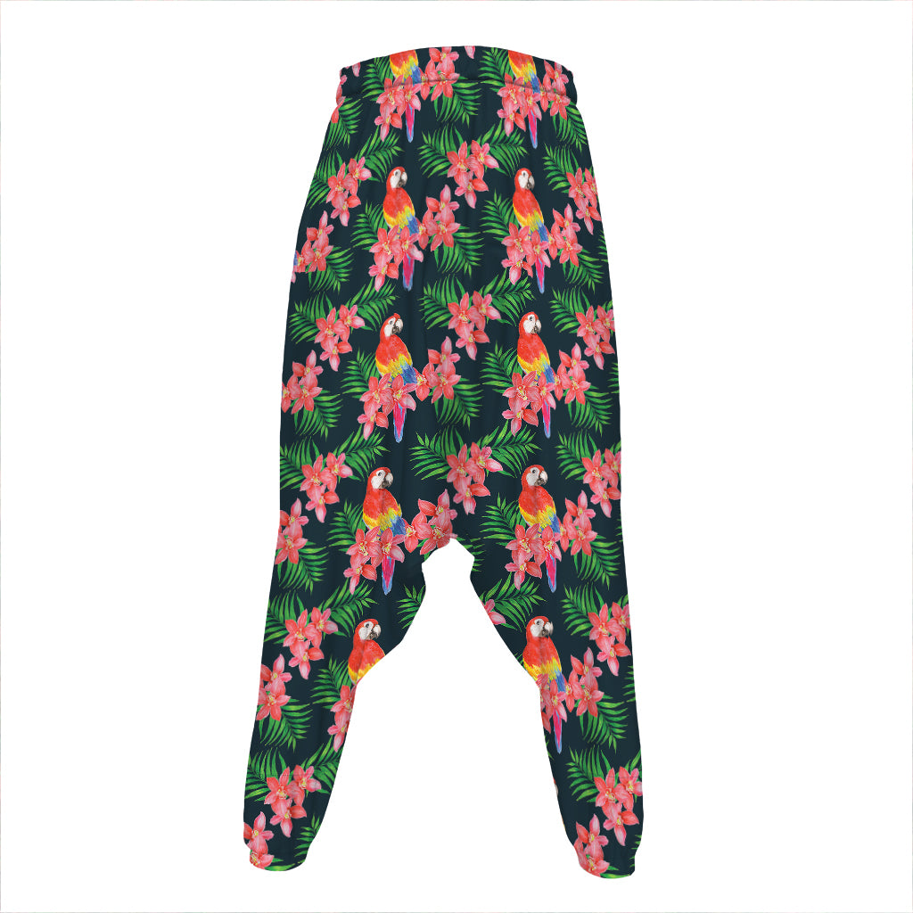 Tropical Parrot Pattern Print Hammer Pants