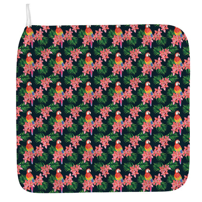 Tropical Parrot Pattern Print Hand Towel