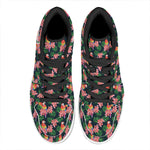 Tropical Parrot Pattern Print High Top Leather Sneakers