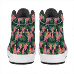 Tropical Parrot Pattern Print High Top Leather Sneakers