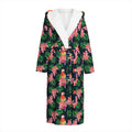 Tropical Parrot Pattern Print Hooded Bathrobe