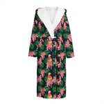 Tropical Parrot Pattern Print Hooded Bathrobe