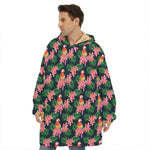Tropical Parrot Pattern Print Hoodie Blanket