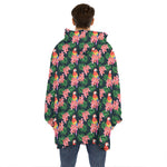 Tropical Parrot Pattern Print Hoodie Blanket