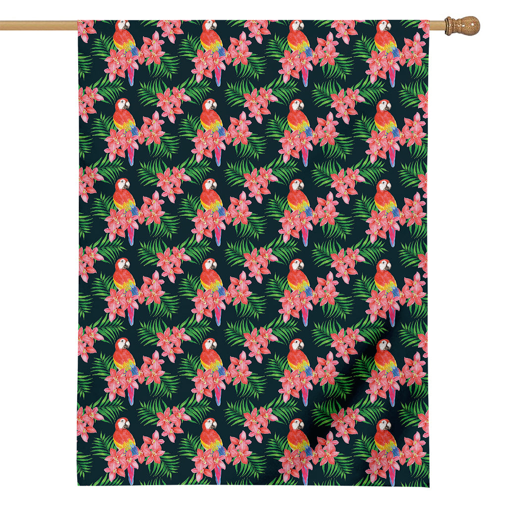 Tropical Parrot Pattern Print House Flag