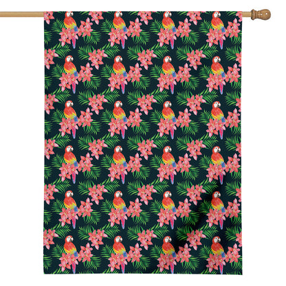 Tropical Parrot Pattern Print House Flag