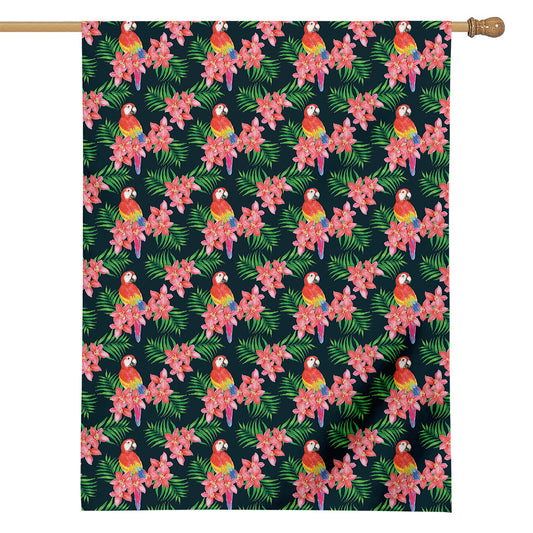 Tropical Parrot Pattern Print House Flag
