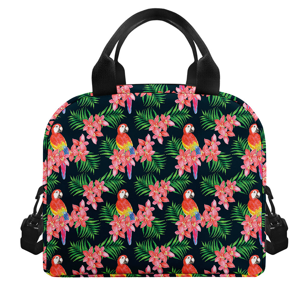 Tropical Parrot Pattern Print Insulated Lunch Bag