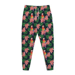 Tropical Parrot Pattern Print Jogger Pants
