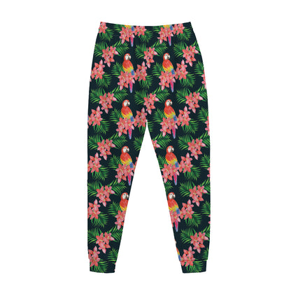 Tropical Parrot Pattern Print Jogger Pants