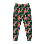 Tropical Parrot Pattern Print Jogger Pants