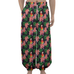 Tropical Parrot Pattern Print Lantern Pants