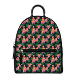 Tropical Parrot Pattern Print Leather Backpack