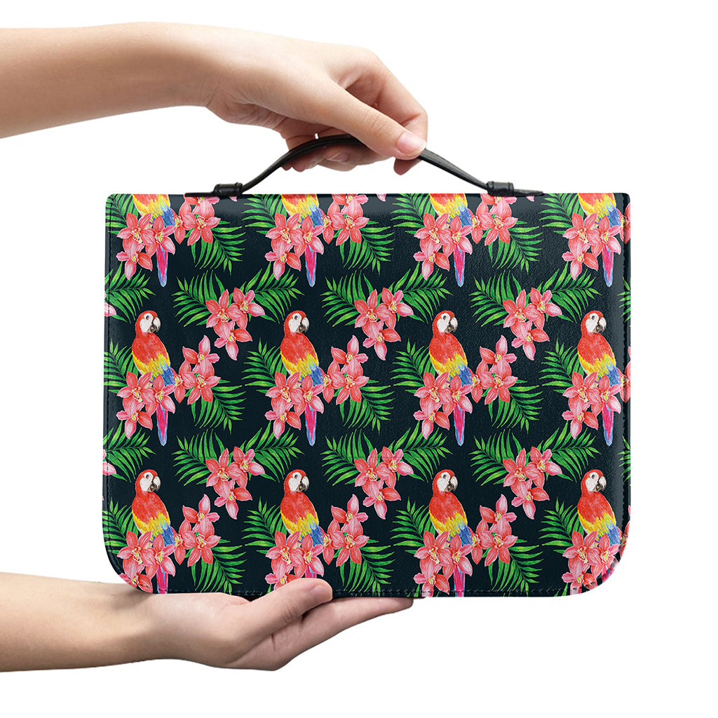 Tropical Parrot Pattern Print Leather Bible Cover
