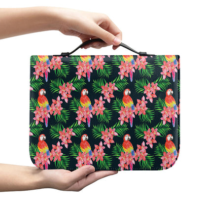 Tropical Parrot Pattern Print Leather Bible Cover