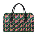 Tropical Parrot Pattern Print Leather Duffel Bag