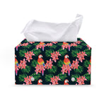 Tropical Parrot Pattern Print Leather Tissue Box Cover