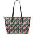Tropical Parrot Pattern Print Leather Tote Bag With Zipper