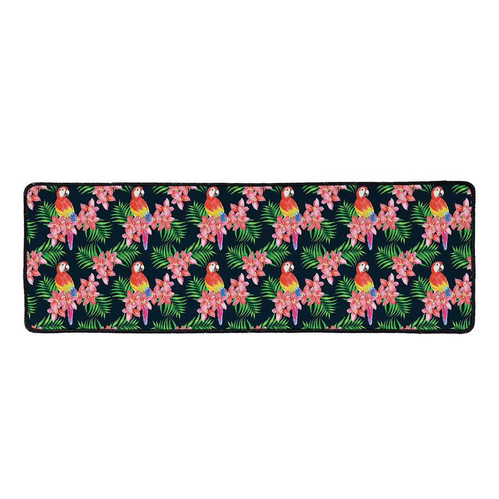 Tropical Parrot Pattern Print Long Kitchen Mat