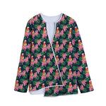 Tropical Parrot Pattern Print Long Sleeve Short Coat
