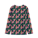 Tropical Parrot Pattern Print Long Sleeve Short Coat