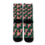 Tropical Parrot Pattern Print Long Socks