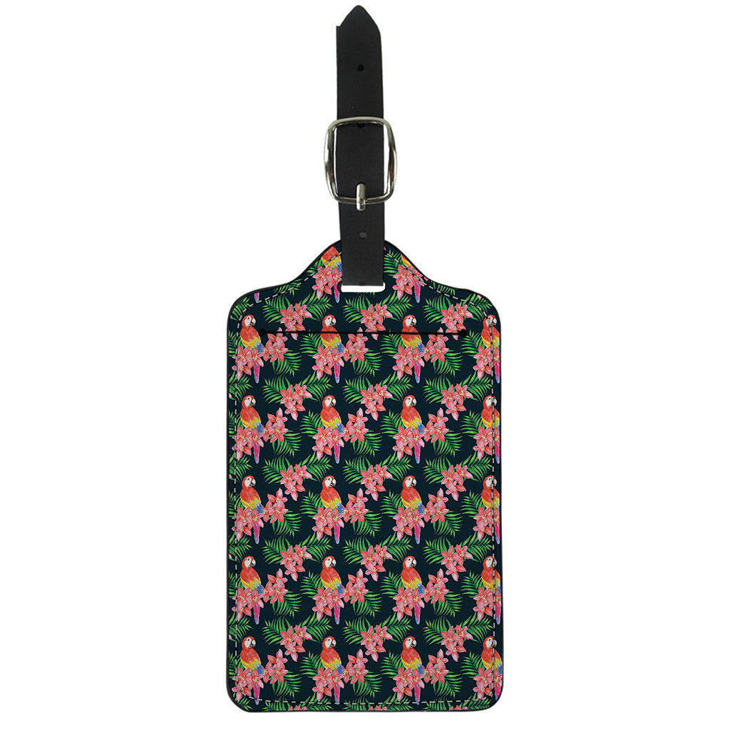 Tropical Parrot Pattern Print Luggage Tag