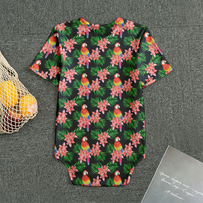 Tropical Parrot Pattern Print Men's Bodysuit