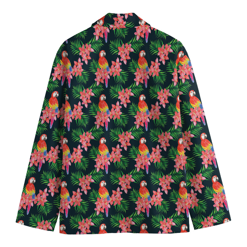 Tropical Parrot Pattern Print Men's Cotton Blazer