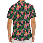 Tropical Parrot Pattern Print Men's Deep V-Neck Shirt