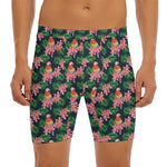 Tropical Parrot Pattern Print Men's Long Boxer Briefs