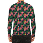 Tropical Parrot Pattern Print Men's Long Sleeve Rash Guard