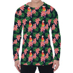 Tropical Parrot Pattern Print Men's Long Sleeve T-Shirt