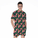 Tropical Parrot Pattern Print Men's Rompers