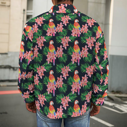 Tropical Parrot Pattern Print Men's Shirt Jacket