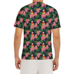 Tropical Parrot Pattern Print Men's Short Sleeve Rash Guard