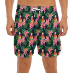 Tropical Parrot Pattern Print Men's Split Running Shorts