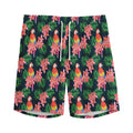 Tropical Parrot Pattern Print Men's Athletic Shorts