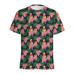 Tropical Parrot Pattern Print Men's Sports T-Shirt