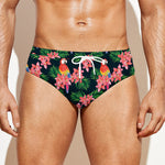 Tropical Parrot Pattern Print Men's Swim Briefs