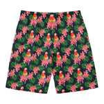 Tropical Parrot Pattern Print Men's Swim Trunks